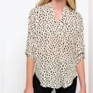 Lush Cream and Black Polka Dot Blouse